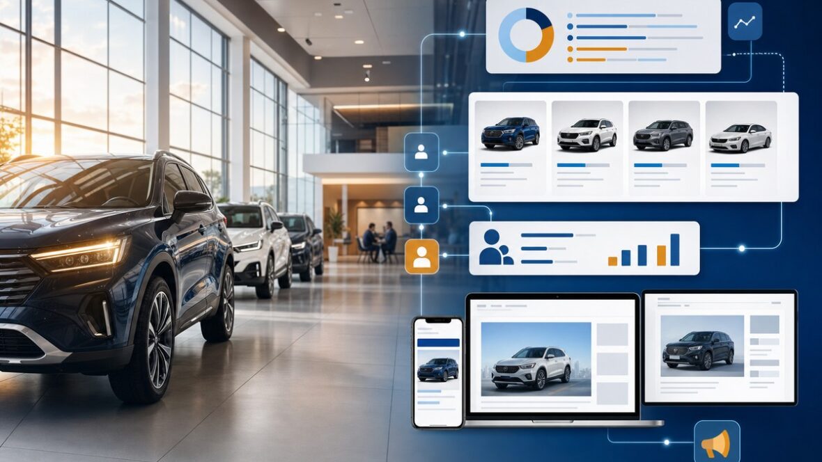 Dealership marketing dashboard showing inventory-driven digital advertising